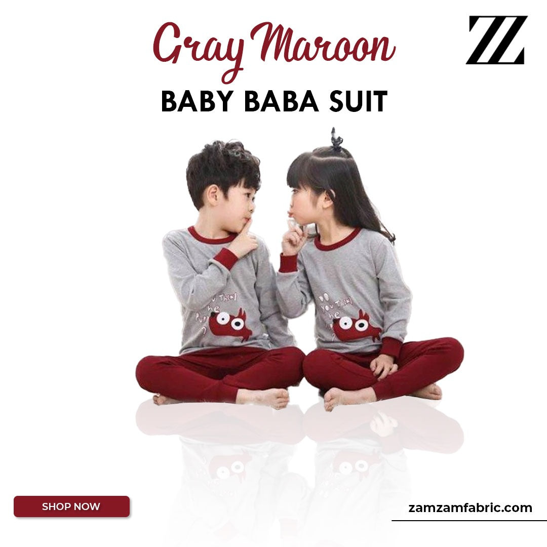 GRAY MAROON BABY BABA SUIT (each)