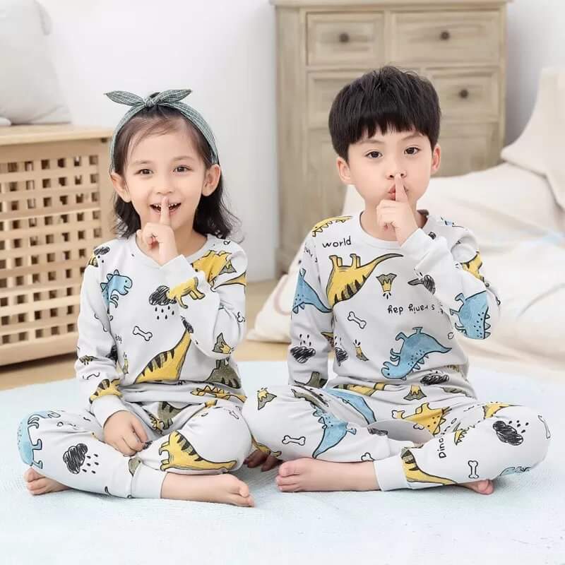 WHITE DINOSAUR PATTERN BABY BABA KID’S SUIT (each)