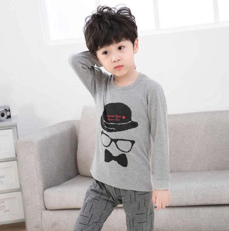 Gray Hat Glasses Printed Kid's Suit (each)