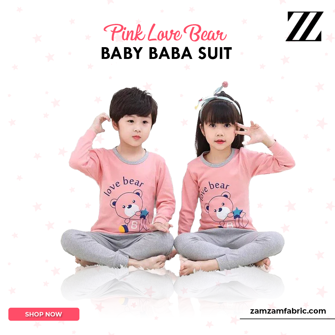PINK LOVE BEAR BABY BABA SUIT (each)